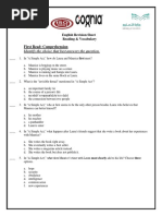 English - Revision Sheet - Reading & Vocabulary Grade 7