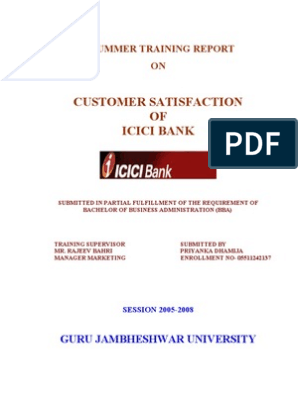 Customer Satisfaction Icici Bank Securities Finance Tech