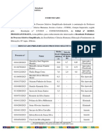 Resultado Preliminar Do Processo Seletivo Da Ã Rea - Subã¡rea - EducaÃ Ã o (Fundamentos Da EducaÃ Ã O)