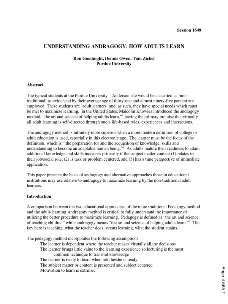 Understanding Andragogy in Adult Learning | PDF | Adult Education ...