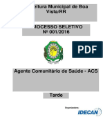 Idecan 2016 Prefeitura de Boa Vista RR Agente Comunitario de Saude Prova