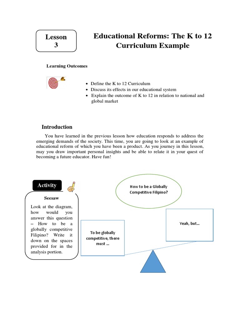 K to 12 Curriculum: A Reform Overview | PDF | Secondary Education ...
