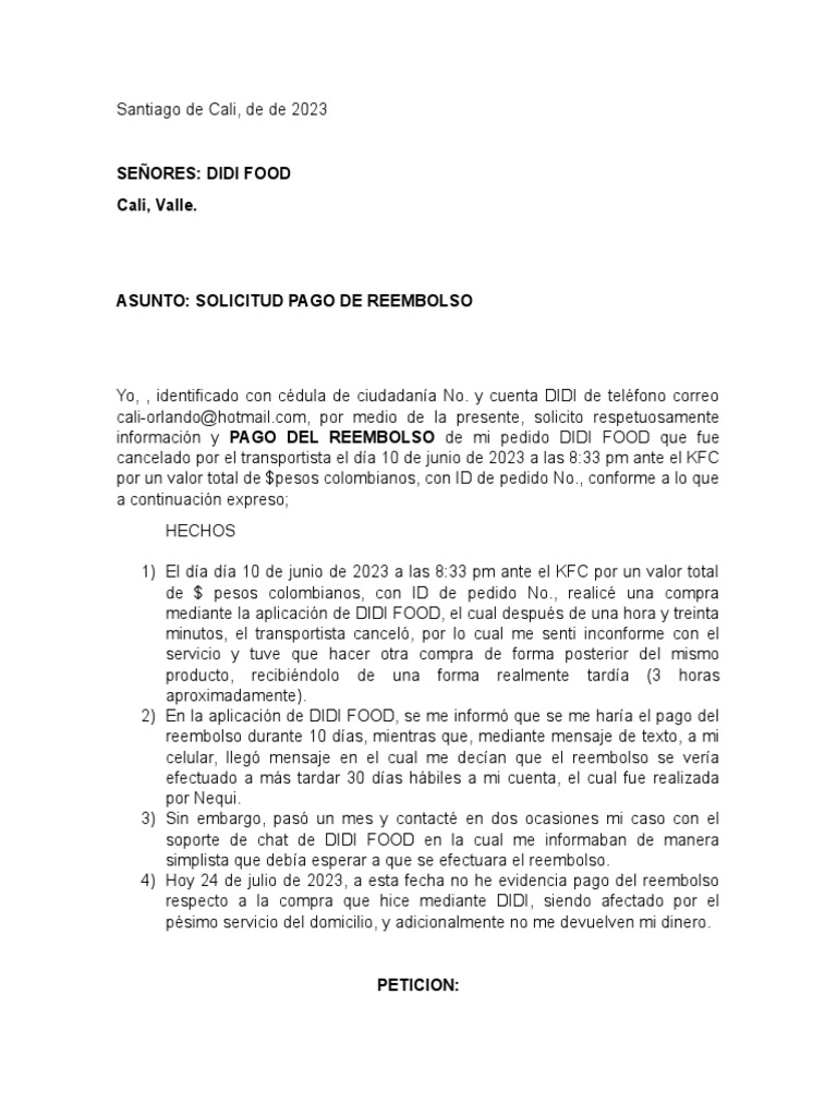 Solicitud Didi | PDF