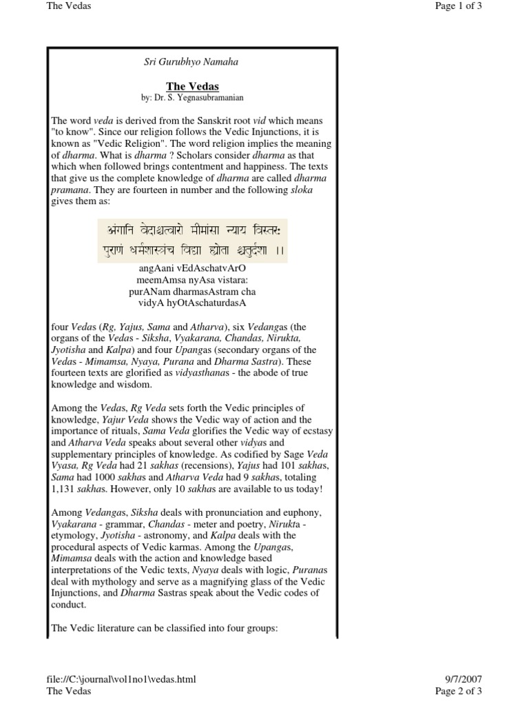 Introduction to the Vedas | PDF | Vedas | Dharma