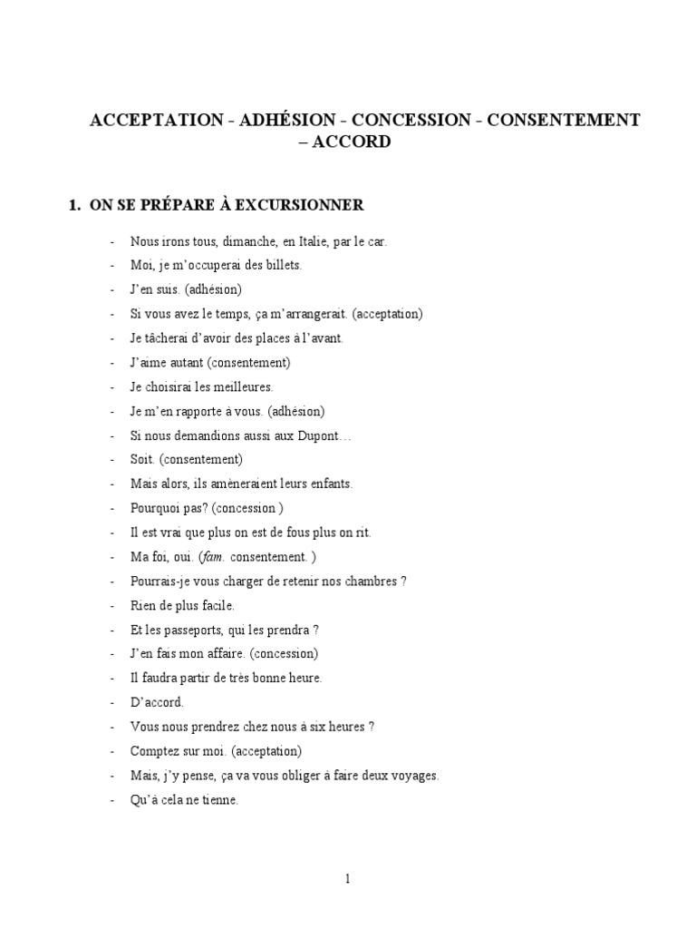 Expressions de consentement et d'adhésion | PDF