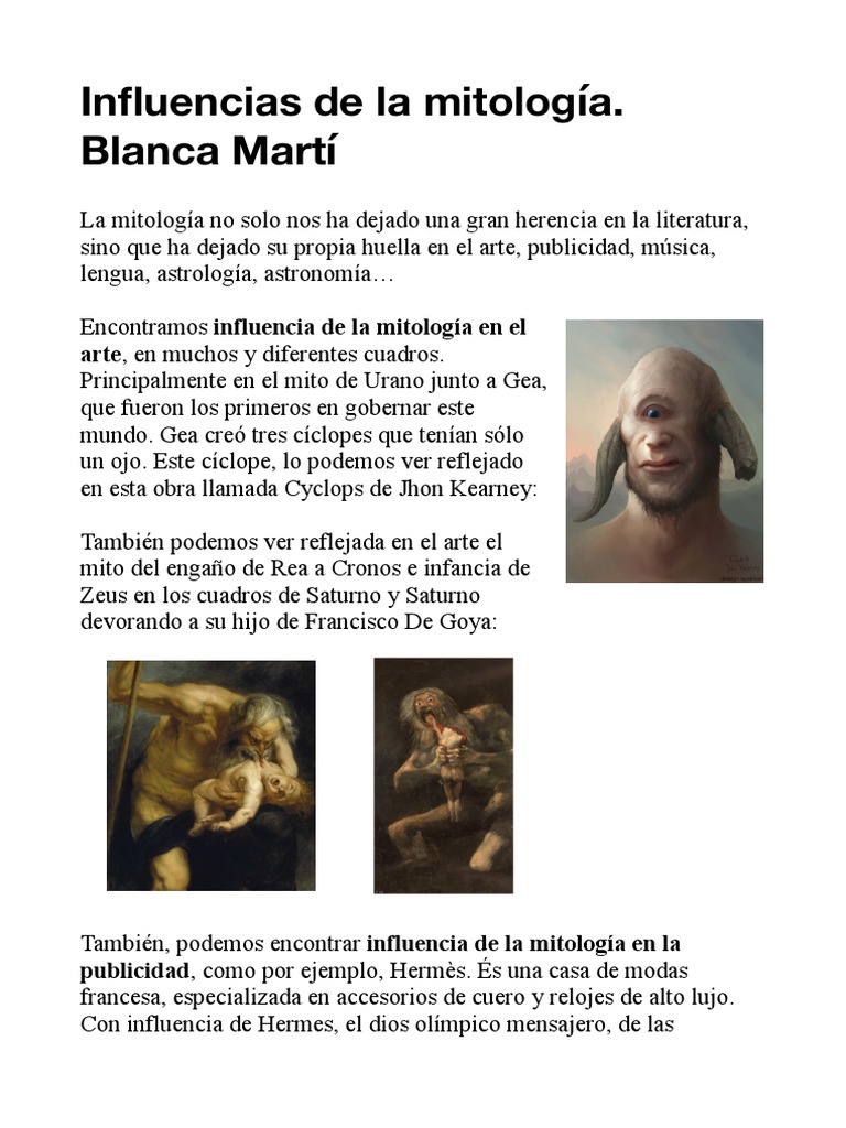 Influencia De La Mitología Pdf Mitología Griega Religión Griega