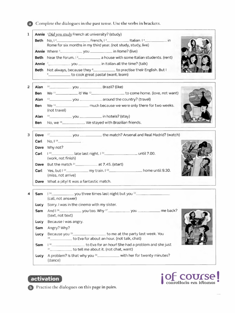 Past Simple - Regular Verbs - ESL Elementary - Complete The Dialogues | PDF