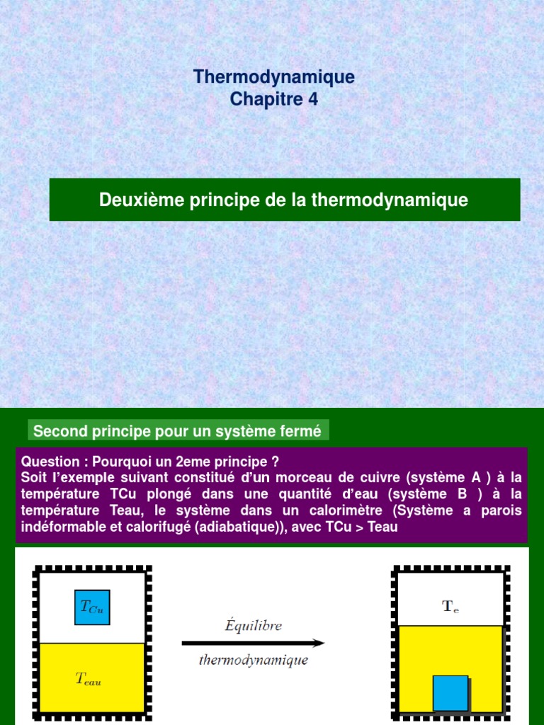 Deuxième principe de la thermodynamique | PDF | Entropie | Thermodynamique