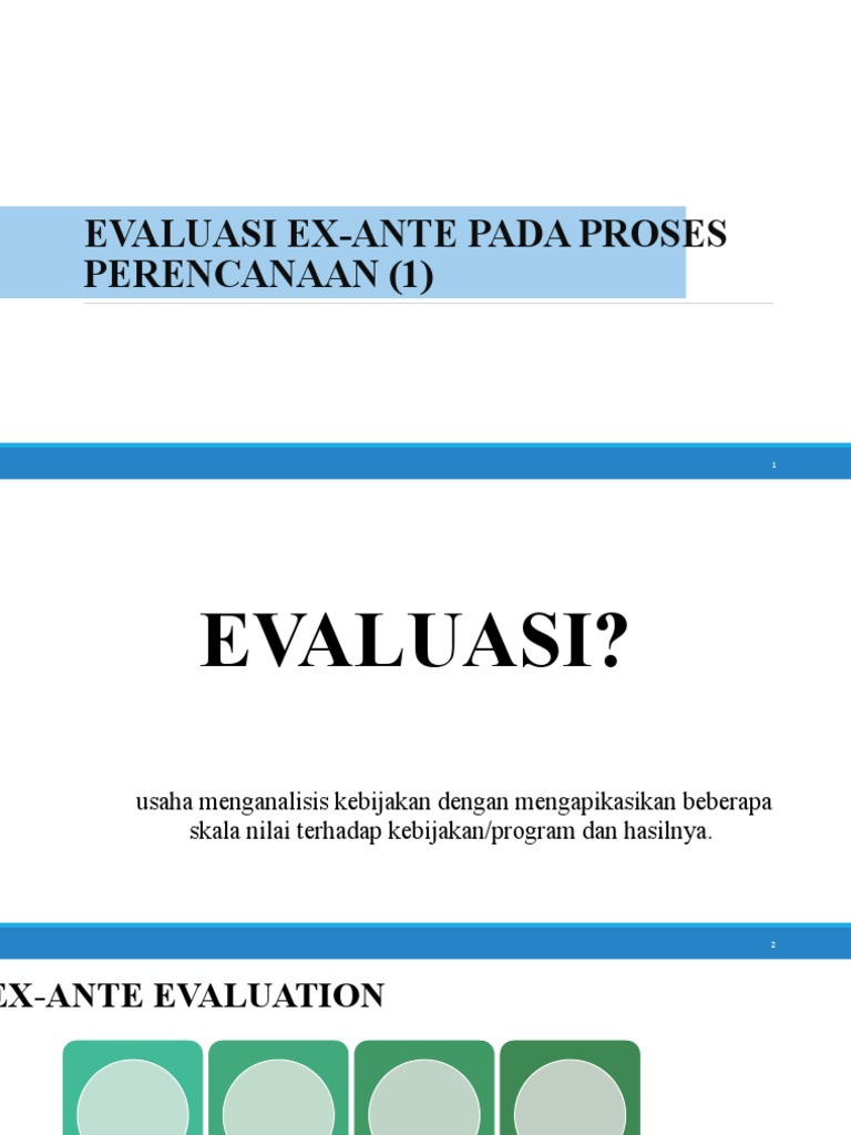 Evaluasi Ex Ante Pada Proses Perencanaan Pdf