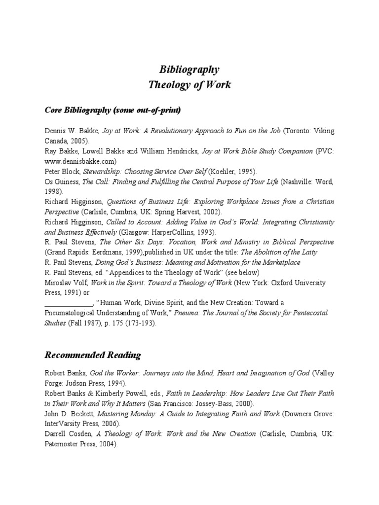 Theology of Work | PDF | Protestantism | Bible