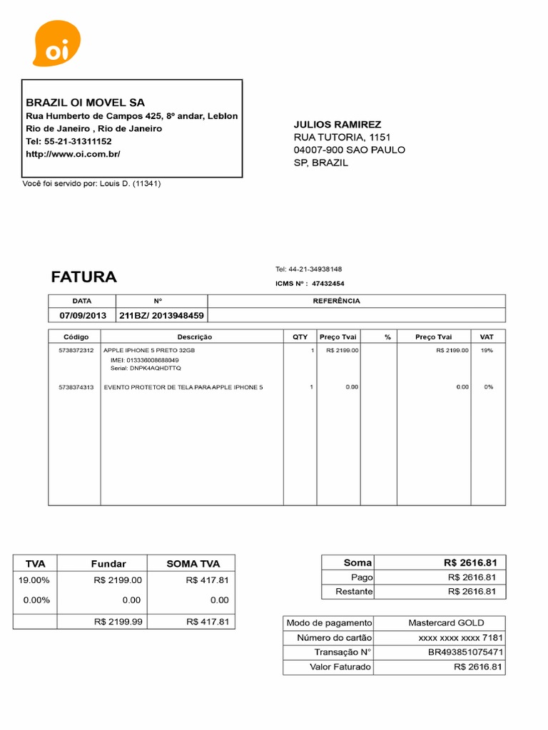 Invoice BR | PDF
