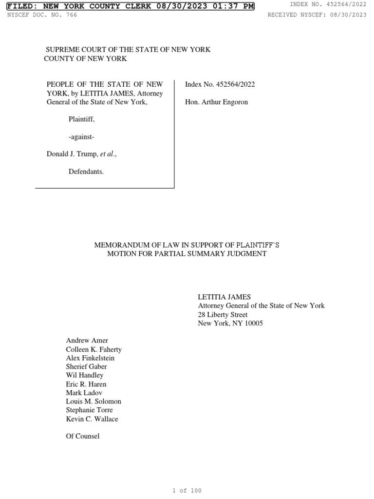 James Summary Judgement PDF Real Estate Appraisal The Trump