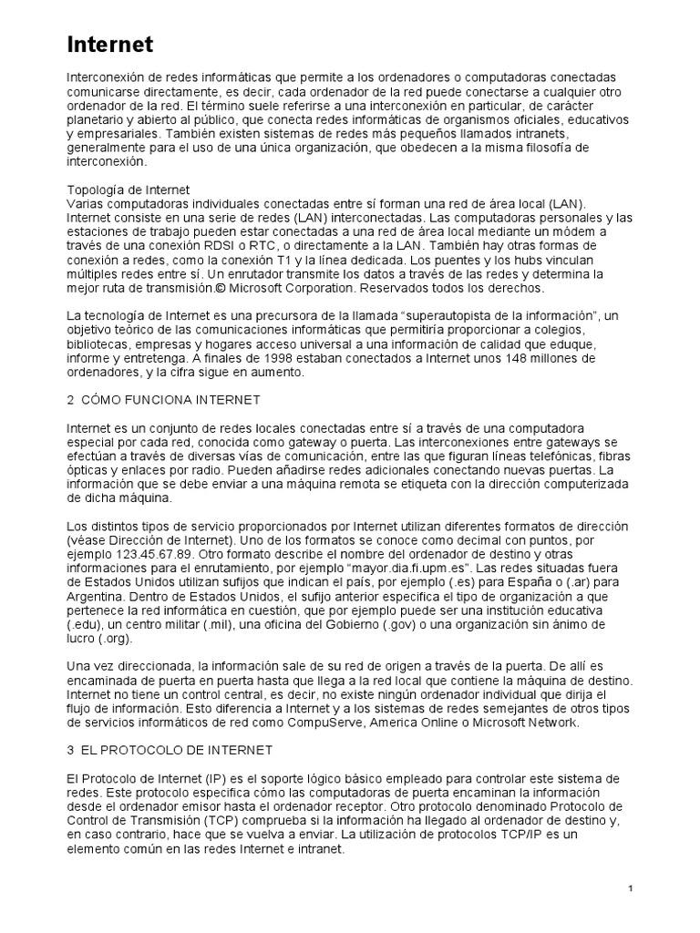 Internet | PDF | Red mundial | Internet y web