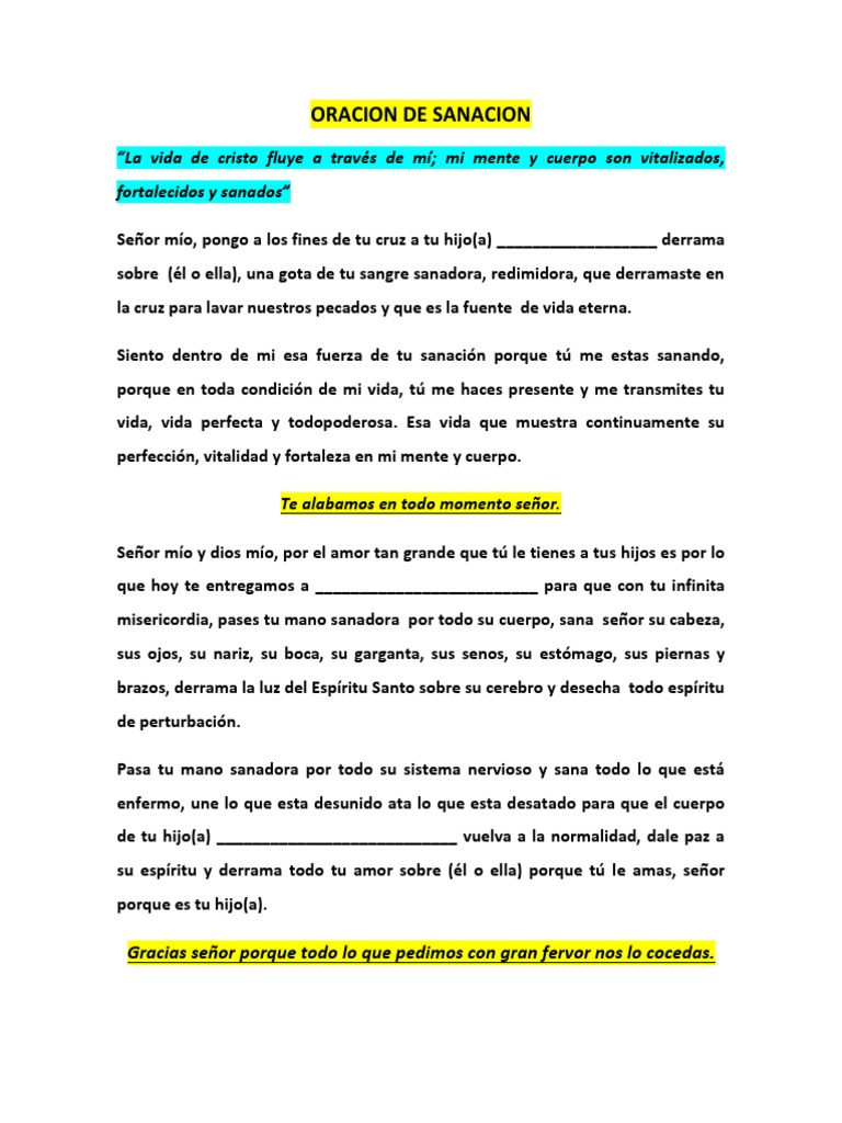 Oración de Sanación para Enfermos | PDF | Salud y bienestar