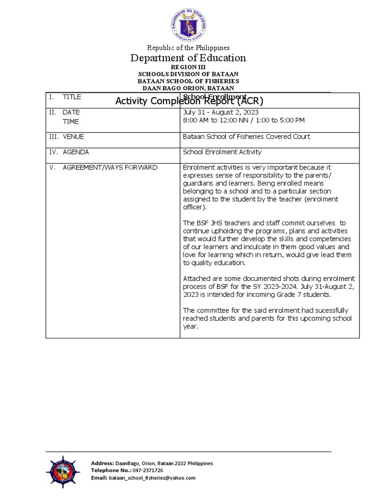Bataan School Enrollment Process 2023 | PDF