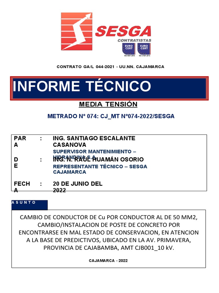 IT - 74 - Cambio de Conductor MT | PDF | Hormigón | Ingeniero civil