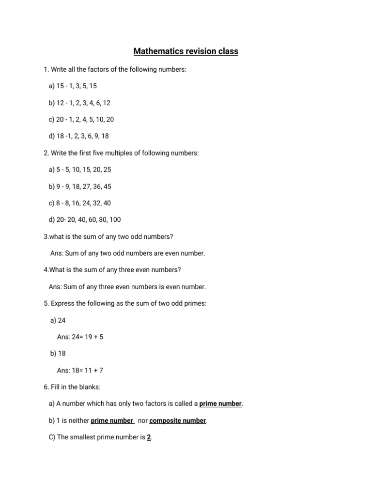 Mathematics Revision Exercises | PDF