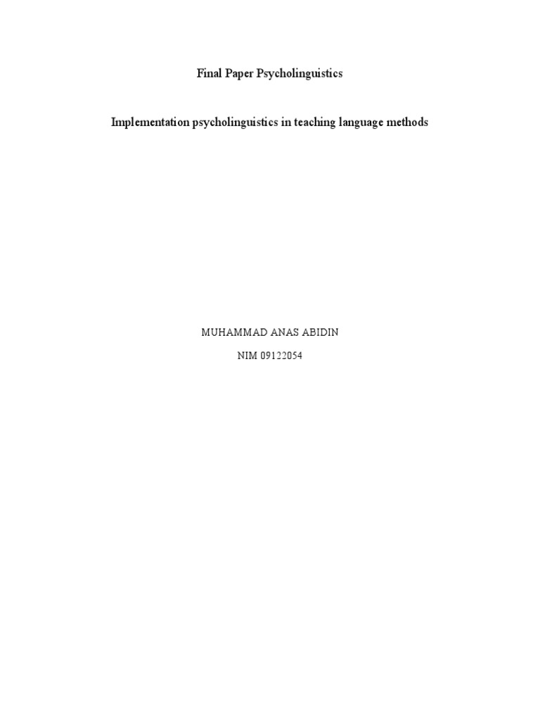 Psycholinguistics in Language Teaching | PDF | Second Language ...
