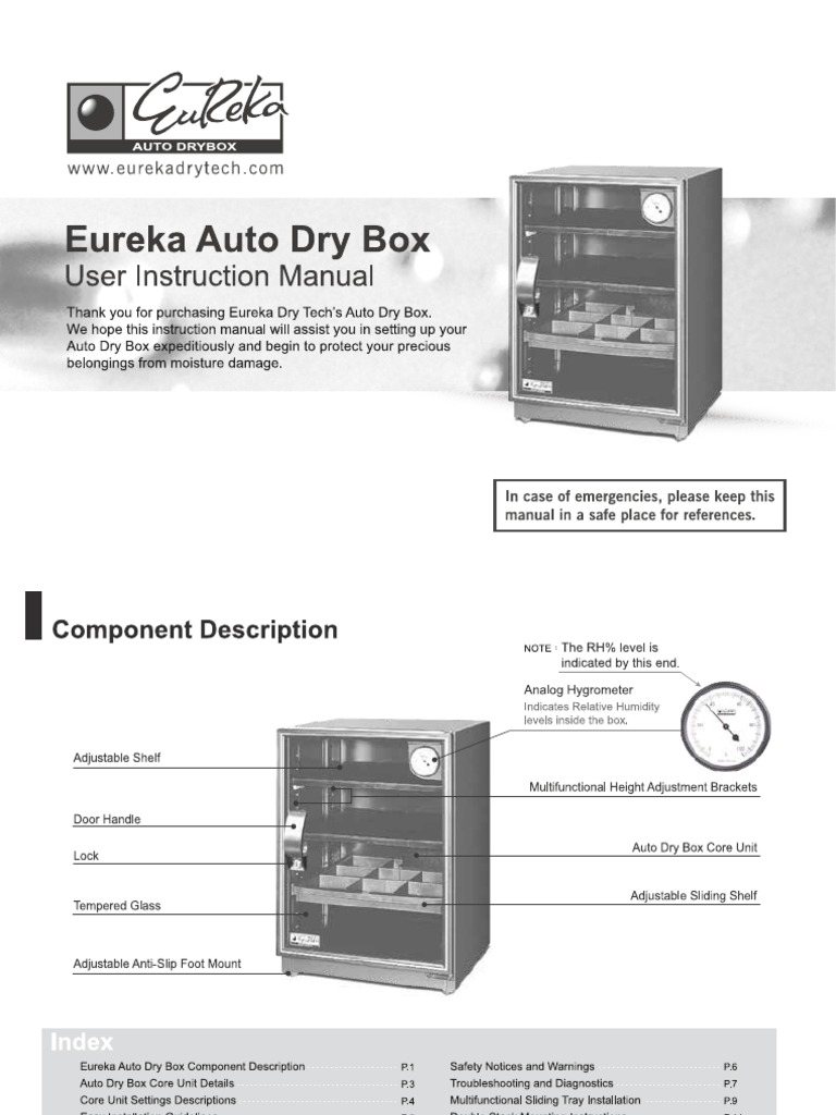 Eureka Auto Dry Box Instruction Manual PDF