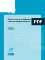 Experiencias y metodologías de la investigación participativa