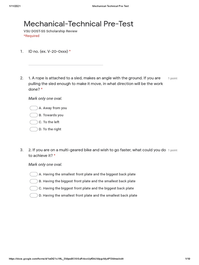 Mechanical-Technical Pre-Test Questions | PDF | Heat Transfer | Heat