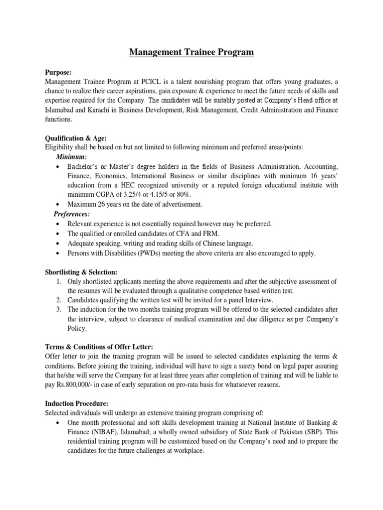 Management Trainee Program PDF Employment Salary