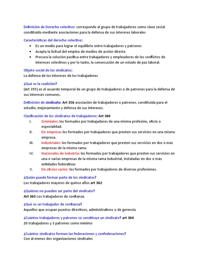 Guia Ex Final Laboral | PDF | Derecho laboral | Sindicato