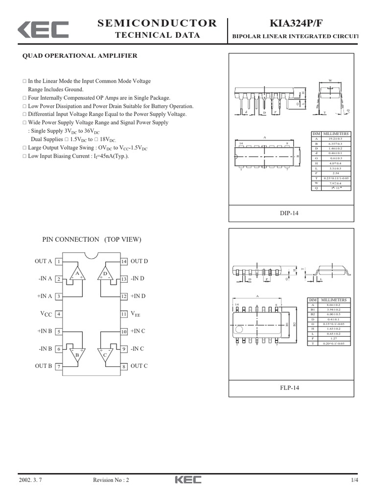 Kia324p Kec | PDF | Operational Amplifier | Manufactured Goods
