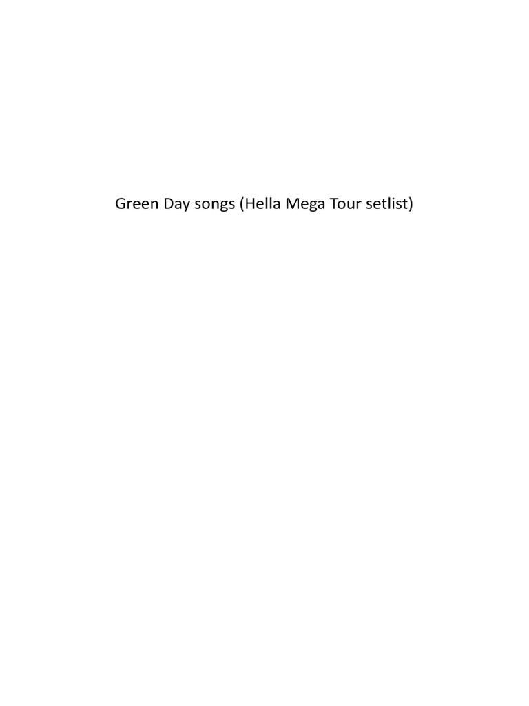Green Day Songs PDF