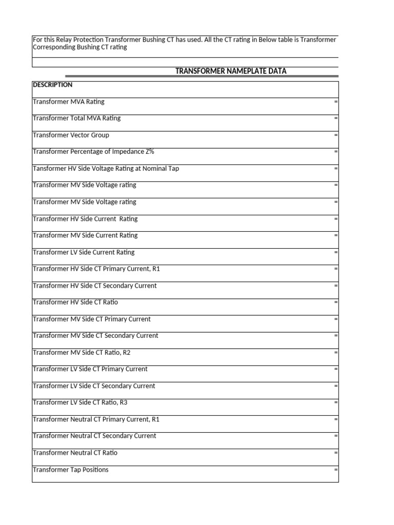Transformer Setting Calculation Main021 PDF Transformer