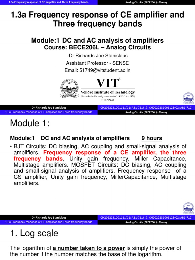 AE - 1.3a Frequency Response of CE Amplifier, Three Frequency Bands ...