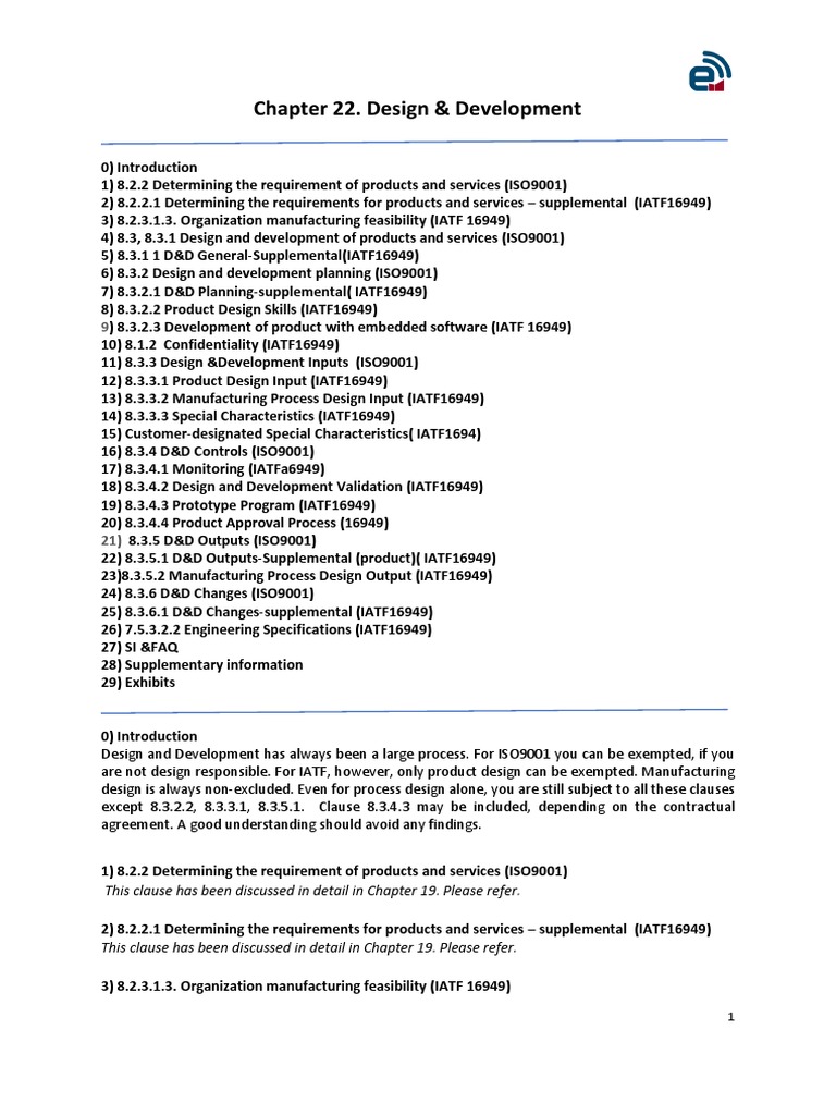 IATF16949+Chapter+22 +Design+&+Development | PDF | Verification And ...