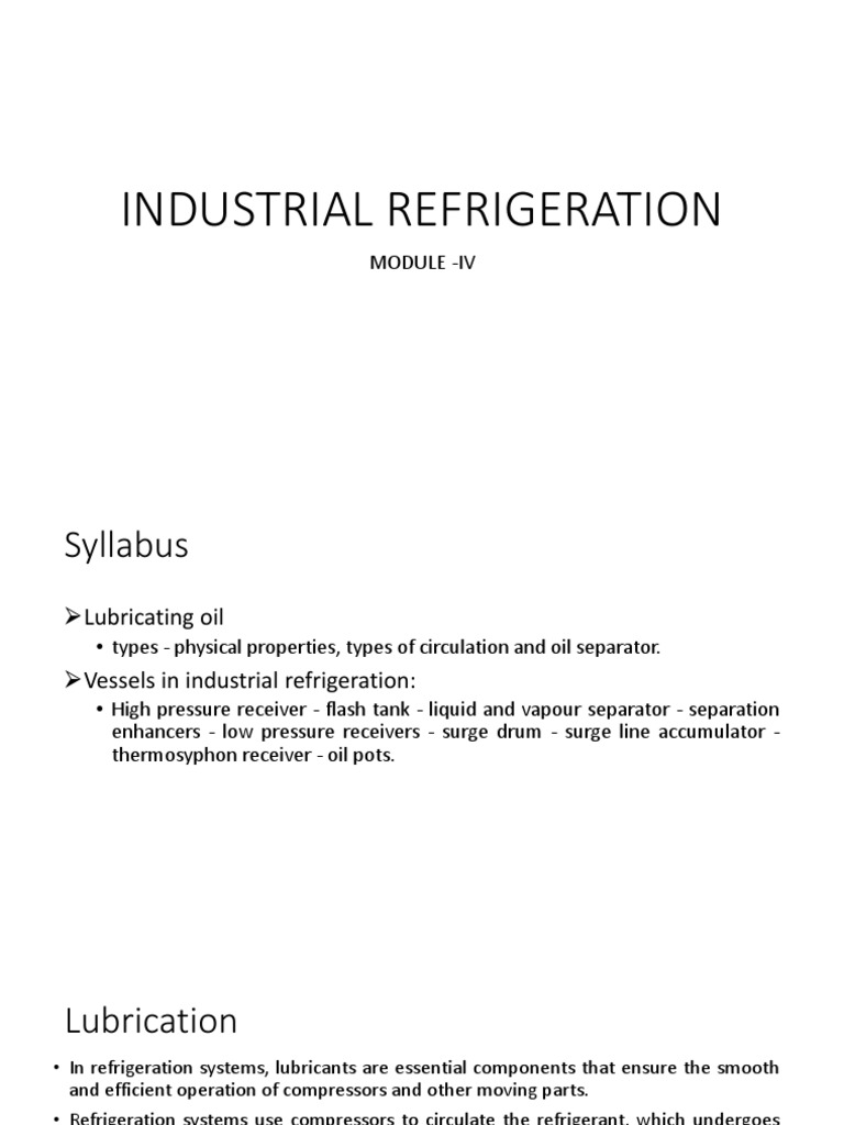 Industrial Refrigeration PDF Lubricant Refrigeration
