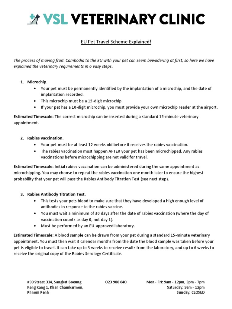 EU Pet Travel Scheme Explained1 PDF Vaccines Rabies