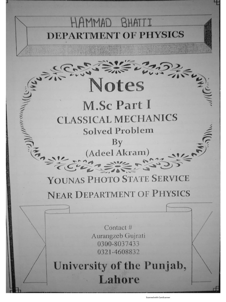 Phy-301 Classical Mechanics 5 TH Semester Pu Notes | PDF