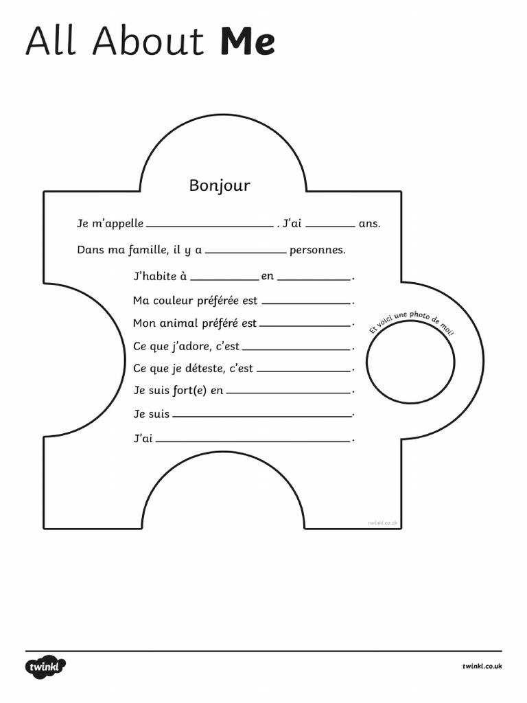 Free Puzzle Piece Printable About Me