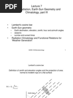 Solar Radiation, Earth-Sun Geometry and Climatology