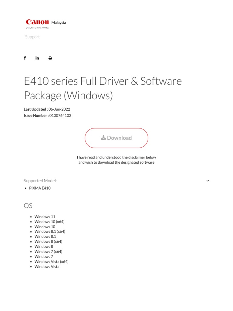 E410 Series Full Driver Software Package (Windows) Download Free PDF Microsoft Windows