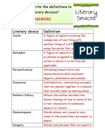 Literary Devices Definition Answers