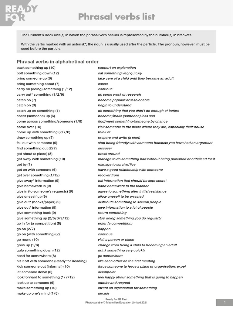 Essential Phrasal Verbs for B2 Learners | PDF | Linguistic Morphology ...