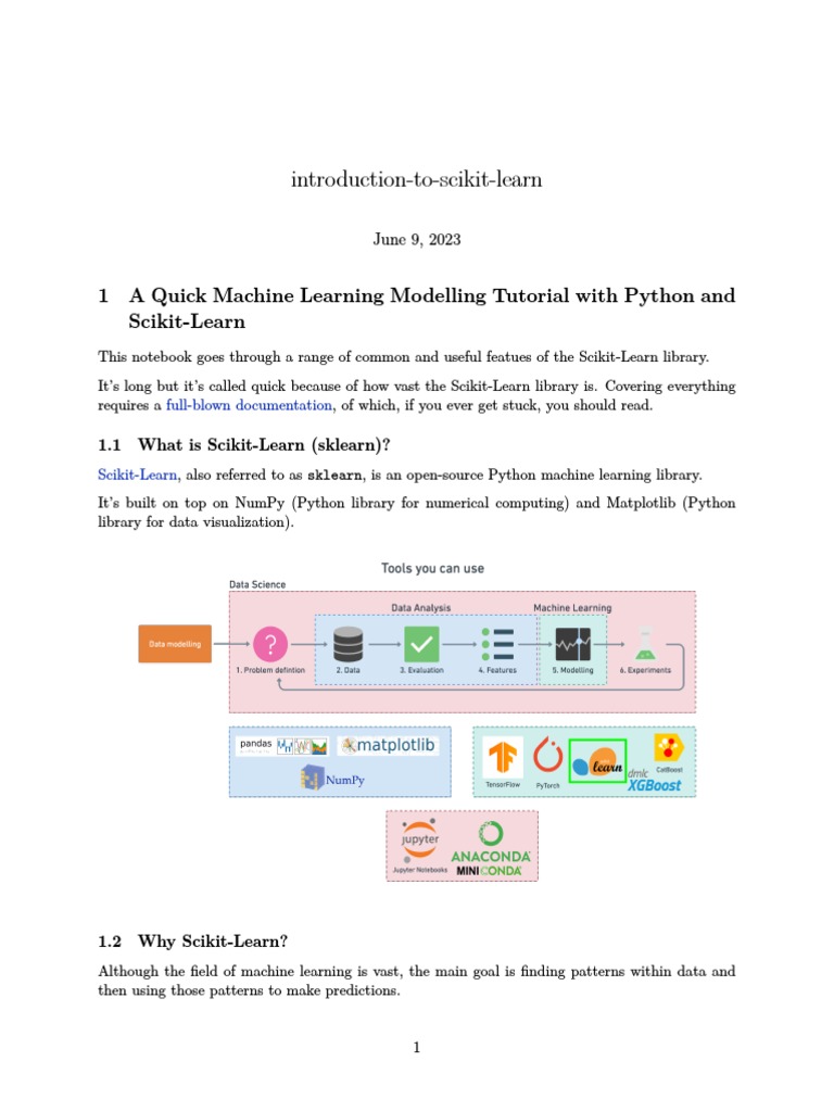 Introduction To Scikit Learn | PDF | Machine Learning | Cross ...