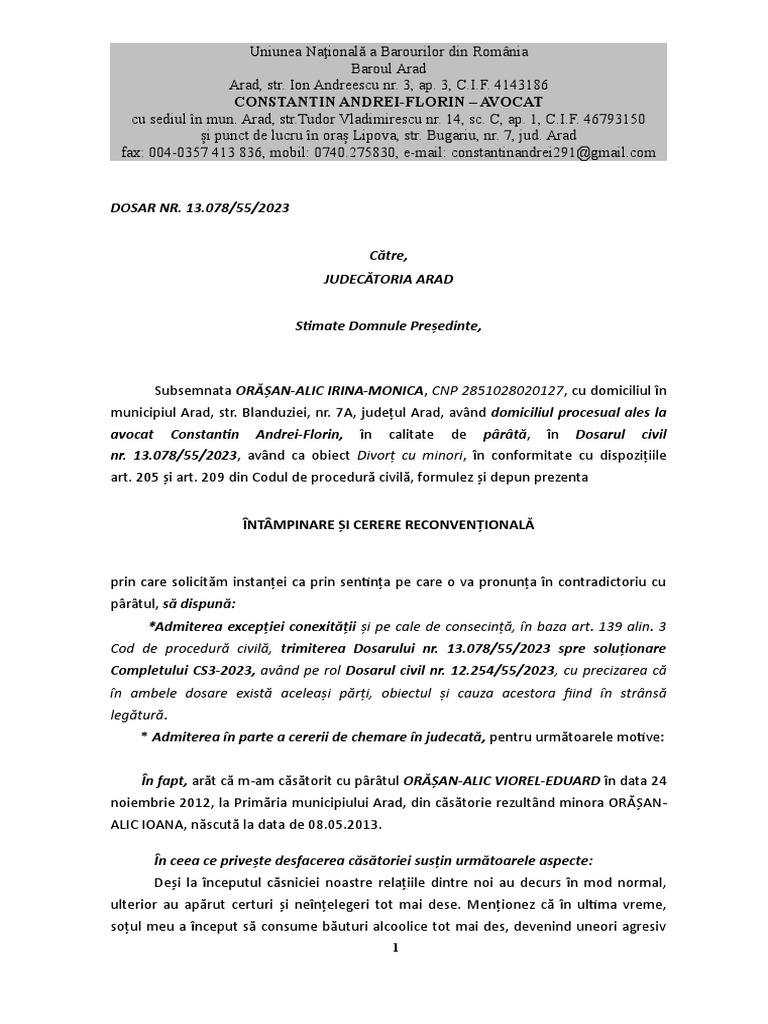 Întâmpinare | PDF
