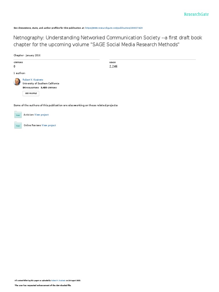 Netnography Understanding Networked Communication Society | PDF ...