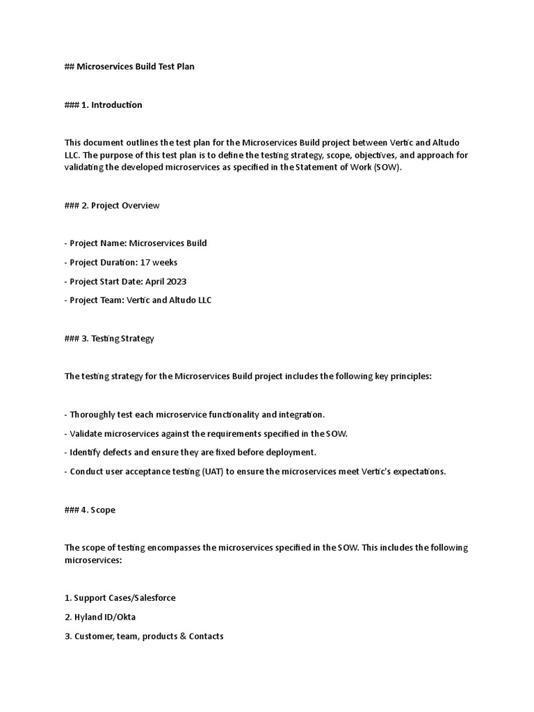 Altudo LLC Microservices Test Plan | PDF | Computing | Information ...