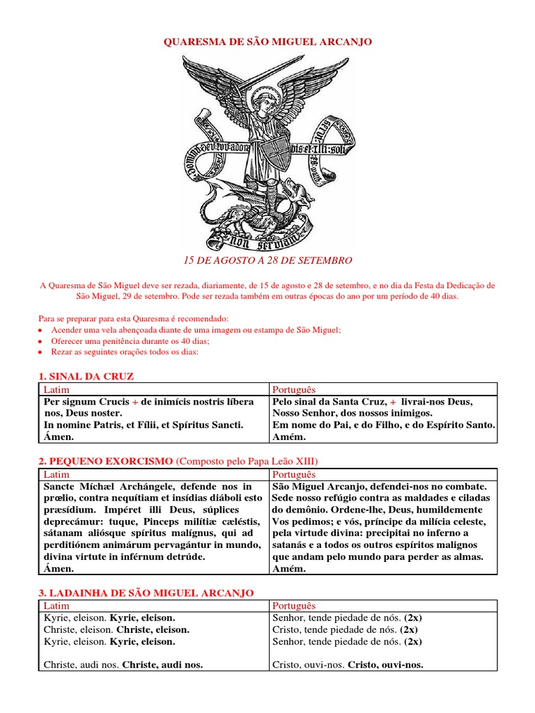 Quaresma de São Miguel Descargar gratis PDF Miguel (Arcanjo) Oração do Senhor