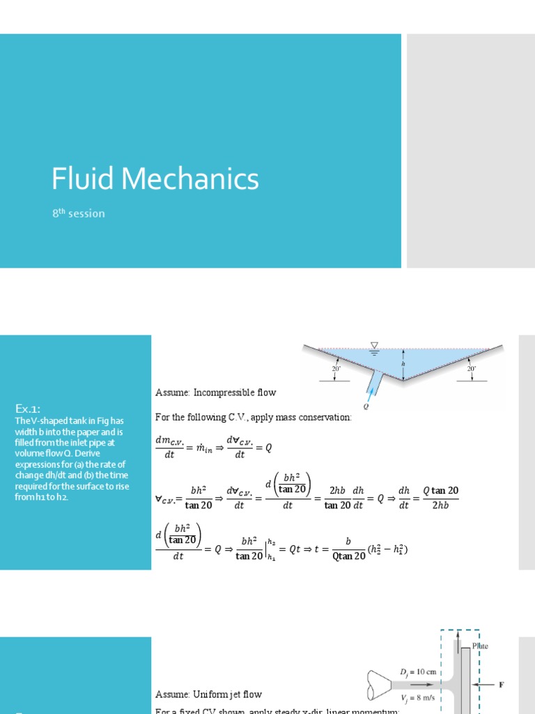 Fluid Mechanics 8 Session PDF Fluid Dynamics Continuum Mechanics