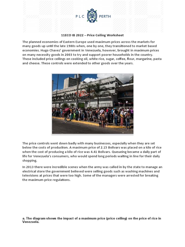 Price Ceiling Worksheet ANSWERS | PDF | Economic Surplus | Prices
