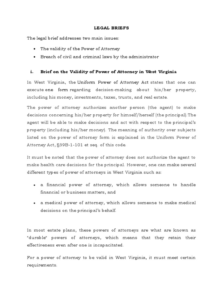 Legal brief validity of poa and breach of criminal laws pdf power