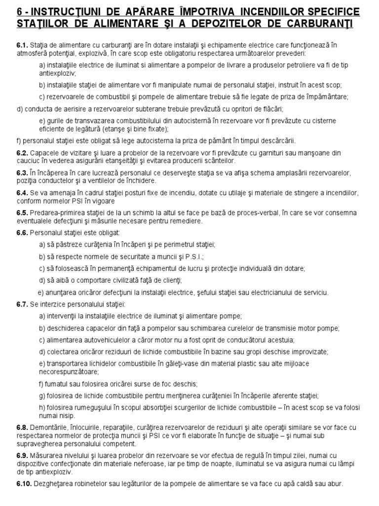 Instructiuni Specifice Statiilor de Alimentare Si Depozitelor de ...