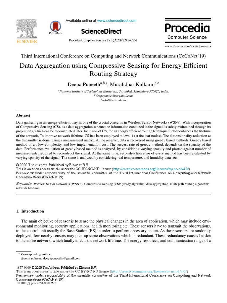 Compressive Sensing for WSN Routing | PDF | Wireless Sensor Network ...